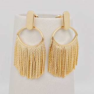 18K Gold-Plated Tassel Earrings with Eyelash Shape Design