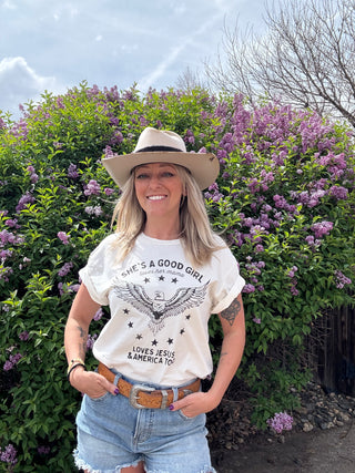 She's A Good Girl Mineral Washed Graphic Top