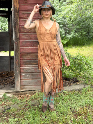 Southern Fringe Suede Dress