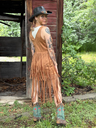 Southern Fringe Suede Dress
