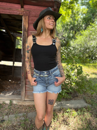 Ribbed Western Buckle Bodysuit