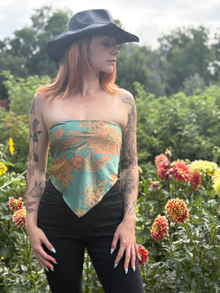 Paisley Satin Bandana Tube Top