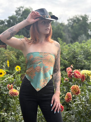 Paisley Satin Bandana Tube Top