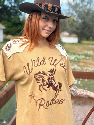Garment Washed Embroidered Western Shirt Dress
