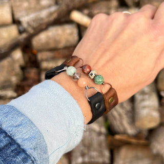 Leather Bracelet with Natural Stones