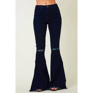 Flared Bell Bottoms with Ripped Knees
