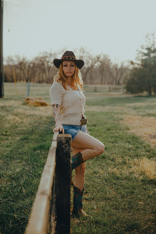 Crochet Button Down V-Neck Top
