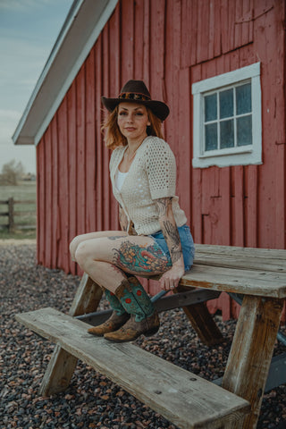 Crochet Button Down V-Neck Top