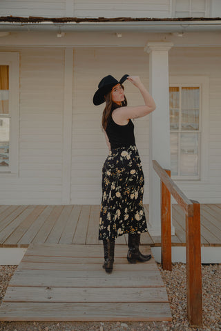 Floral High Waist Side Slit Skirt