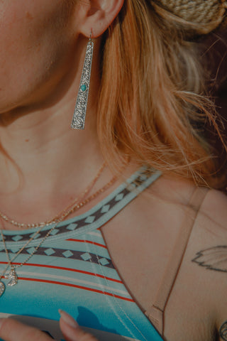 Western Turquoise Long Earrings