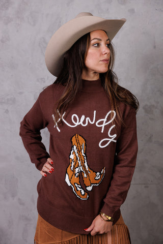Howdy Boot Mock Neck Sweater