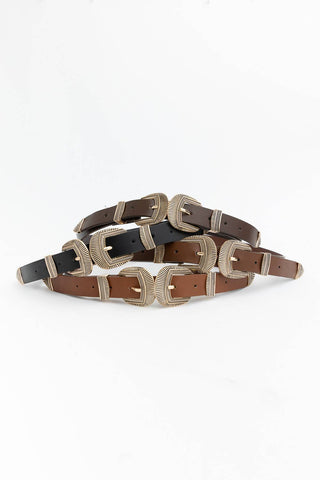 Double Buckle Western Style Belt