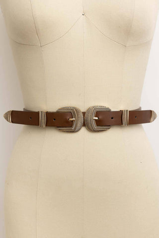 Double Buckle Western Style Belt