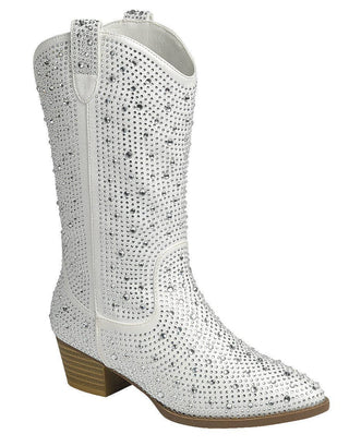 Rhinestone White Cowboy Boots for Kids