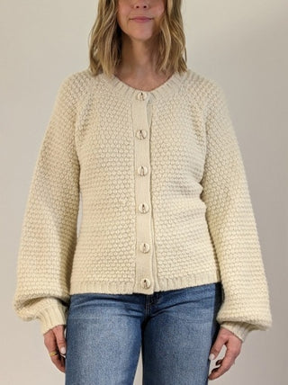 Puffed Raglan Sleeve Cardigan