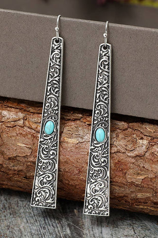 Western Turquoise Long Earrings