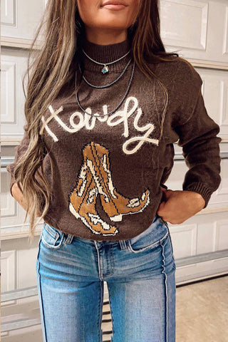 Howdy Boot Mock Neck Sweater