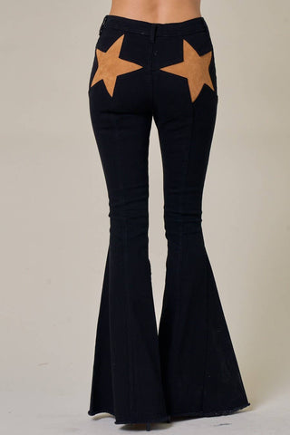 Suede Star Flared Denim Pants