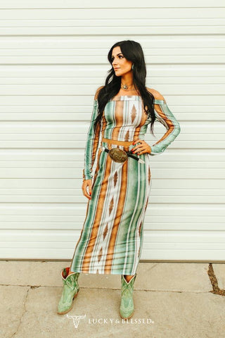 Cowgirl Boho Off the Shoulder Serape with Skirt