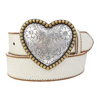 Western Heart Buckle With Vintage Leather Belt