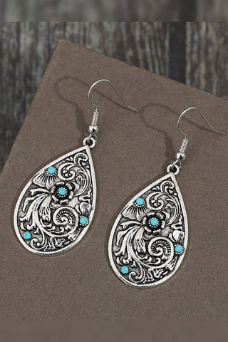 Metal Teardrop Turquoise Earrings