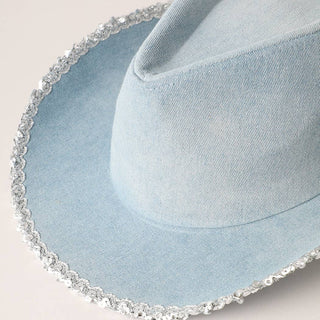 Denim Cowboy Hat with Sequins in the Edge