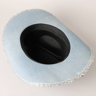 Denim Cowboy Hat with Sequins in the Edge