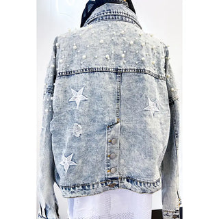 Pearl Studded Denim Jacket