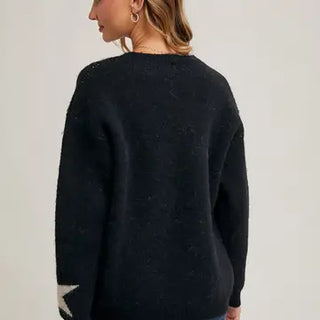 Star Print Knit Sweater Pullover