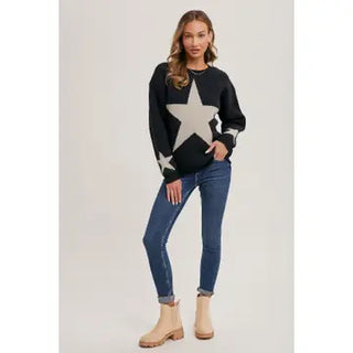 Star Print Knit Sweater Pullover