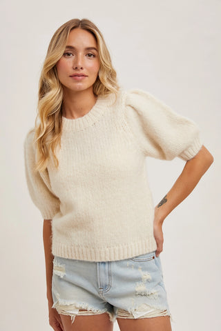 Knit Puffed Sleeve Sweater