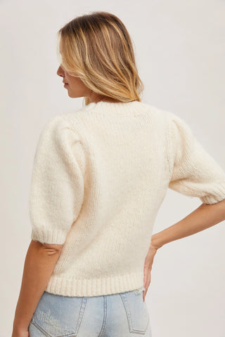 Knit Puffed Sleeve Sweater