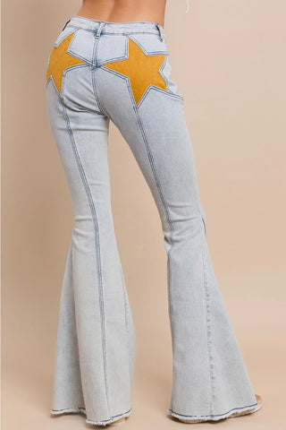 Star Flared Denim Pants