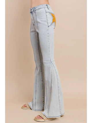 Star Flared Denim Pants