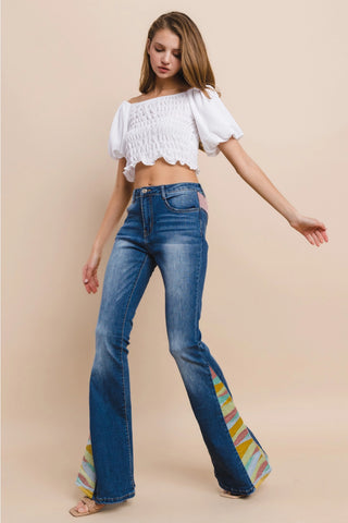 Sunrise Embroidery Bootcut Bellbottom Jeans