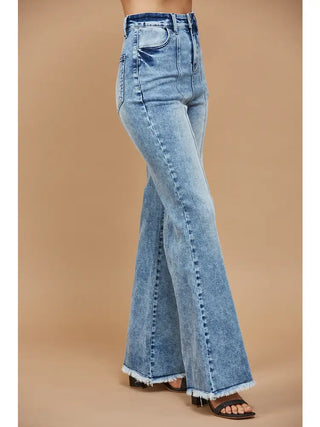 Wide Leg Palazzo Fit Jeans with Stretch