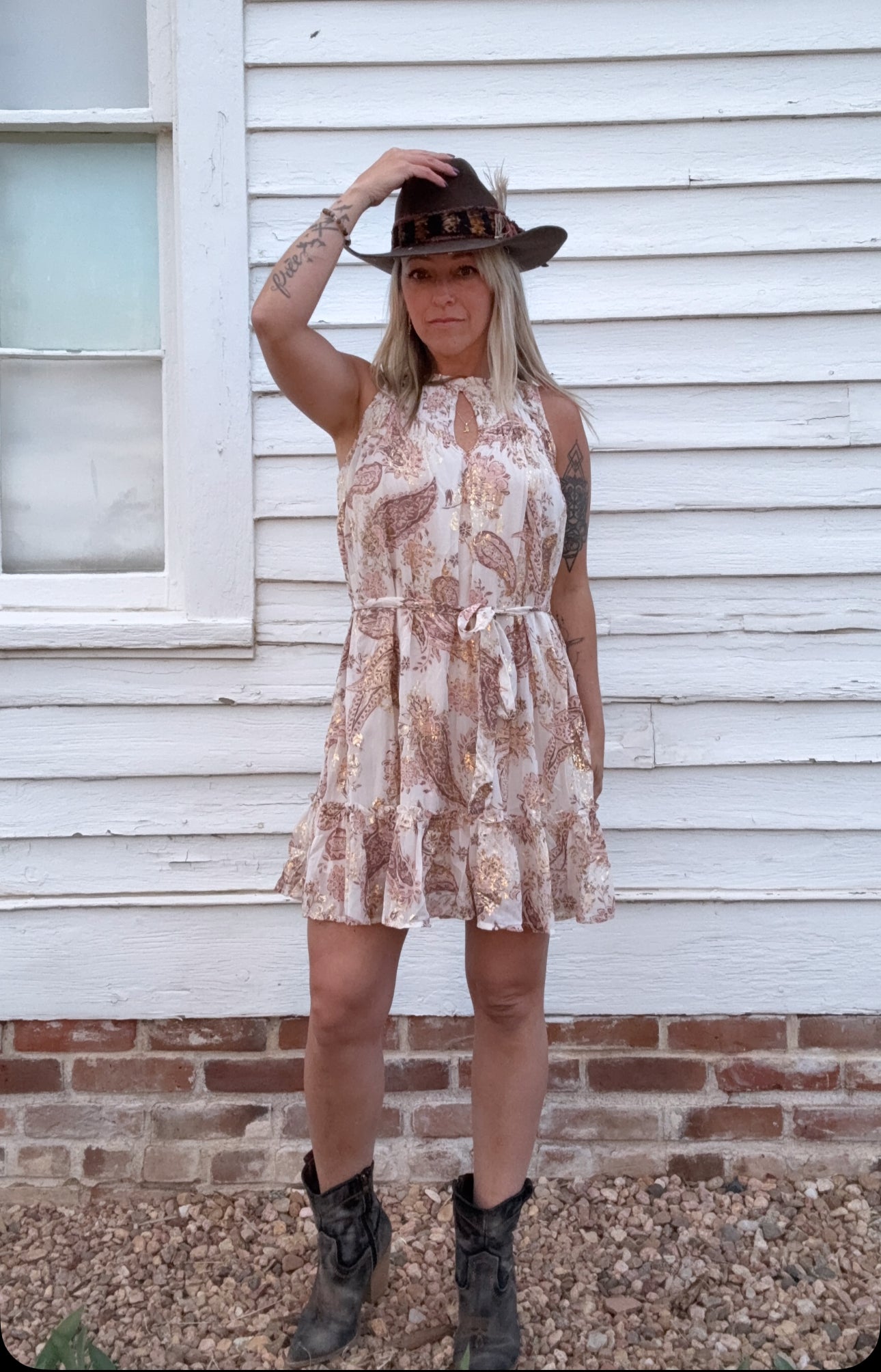 Metallic Sleeveless Smocked Belted Mini Dress Large (10/12) Metallic Sleeveless Smocked Belted Mini Dress Large (10/12)