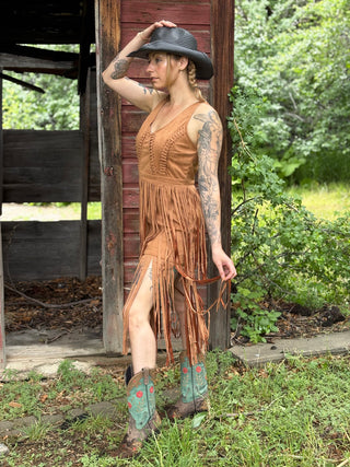 Southern Fringe Suede Dress