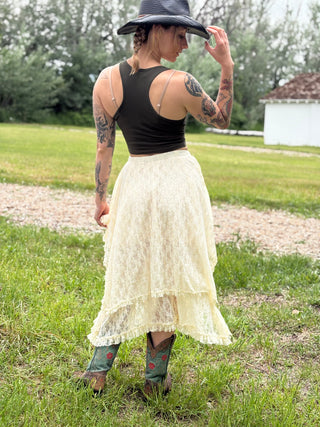 Boho Country Lace Tier Midi Skirt