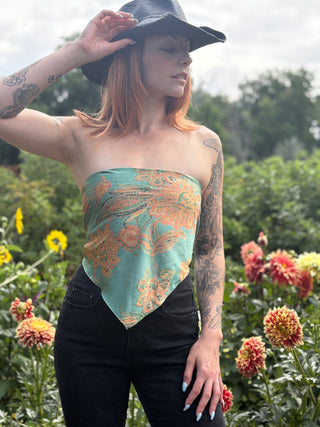 Paisley Satin Bandana Tube Top