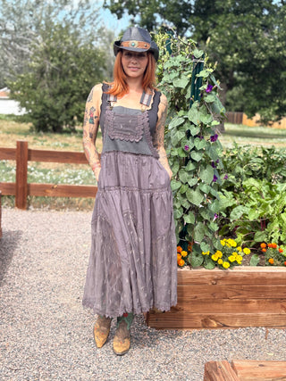 Lace Embroidered Overall Maxi Dress
