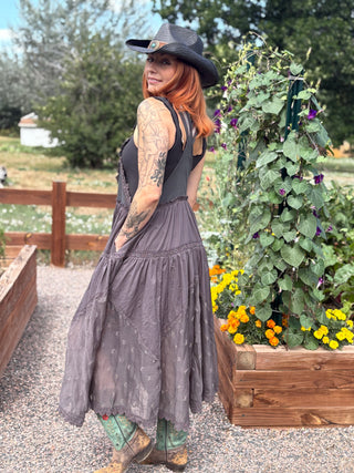 overall lace dress Denim Overall Maxi Jumper Bib Dress Embroidery Lace Tulle Mesh Sheer Floral Upcycled Custom For Women Wedding Bachelorette Bridal Party