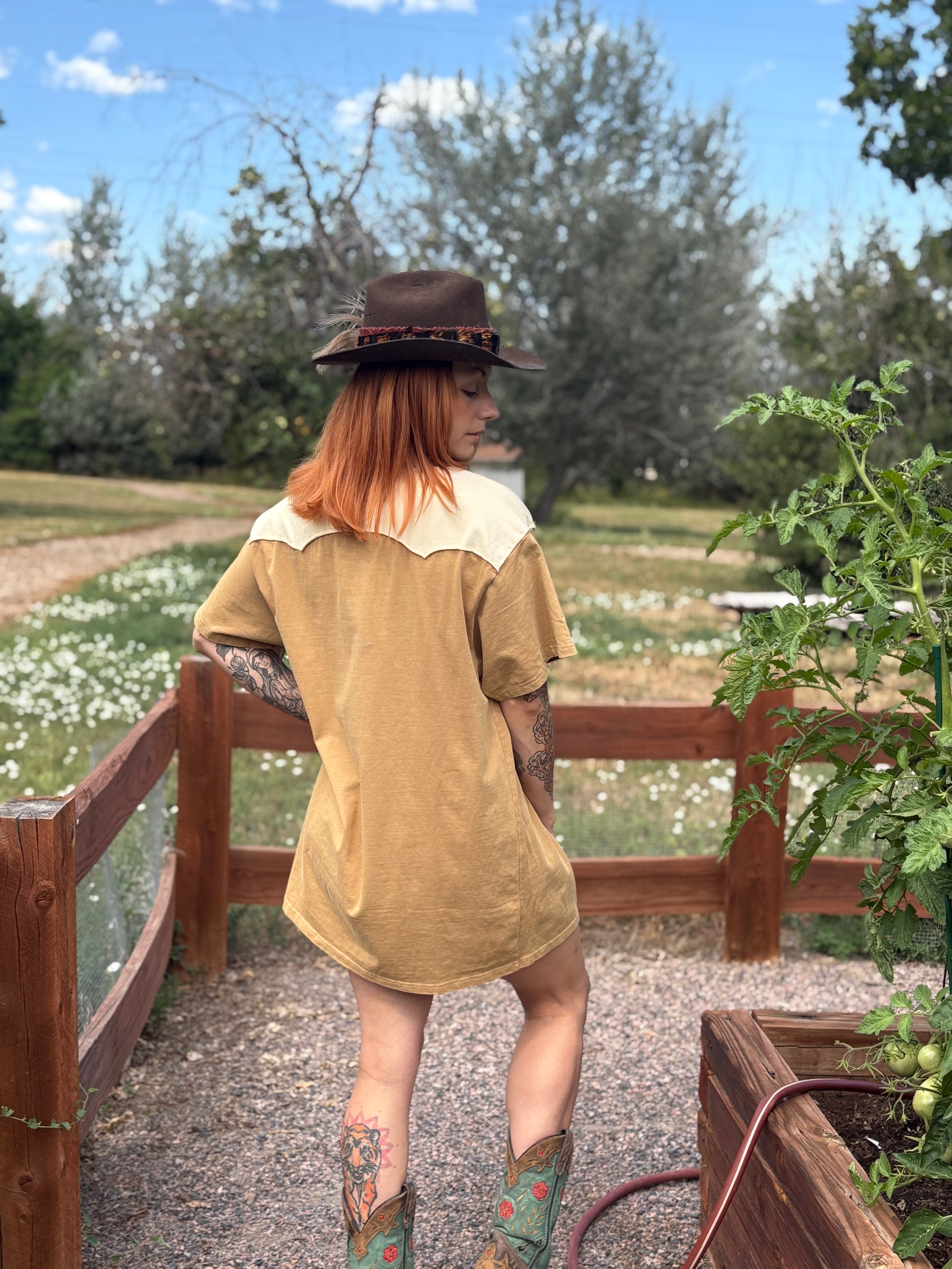 Garment Washed Embroidered Western Shirt Dress Medium (6/8) Garment Washed Embroidered Western Shirt Dress Medium (6/8)