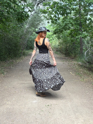 Tiered Floral Maxi Skirt with Pockets