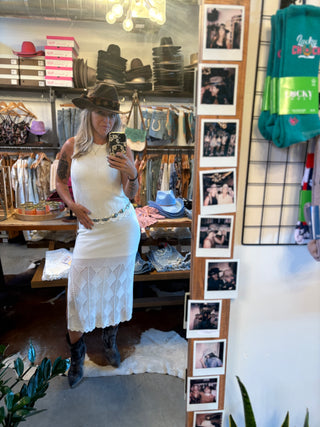 Vintage White Crochet Sweater Dress