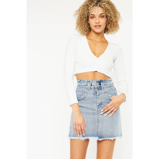 Jean Skirt with Fray Bottom