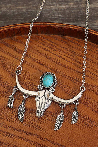 Turquoise Bull Head Necklace