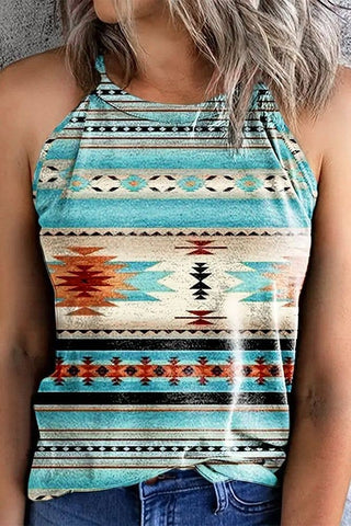 Western Aztec Printed Tank Top