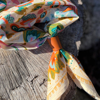 Orange Leather Bandana Slide