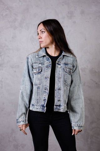 Rhinestone with Fringe Back Denim Jacket